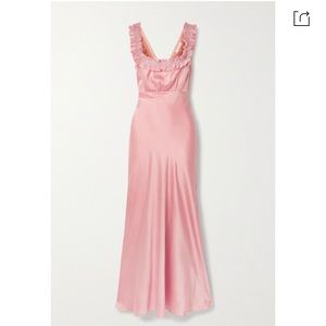 NWT DOEN Nola embroidered satin silk maxi dress in baby pink